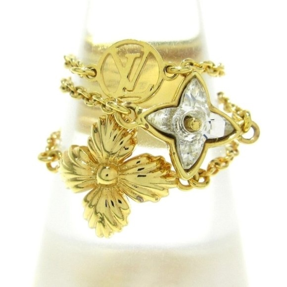 100% Authentic LOUIS VUITTON Set 3 Berg Blooming Strass Gold Ring - Picture 1 of 5
